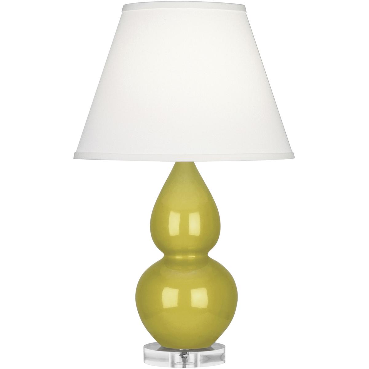 Robert Abbey CI13X Small Double Gourd 22 inch 150 watt Citron Glazed Ceramic with Lucite Base Accent Lamp Portable Light in Pearl Dupioni