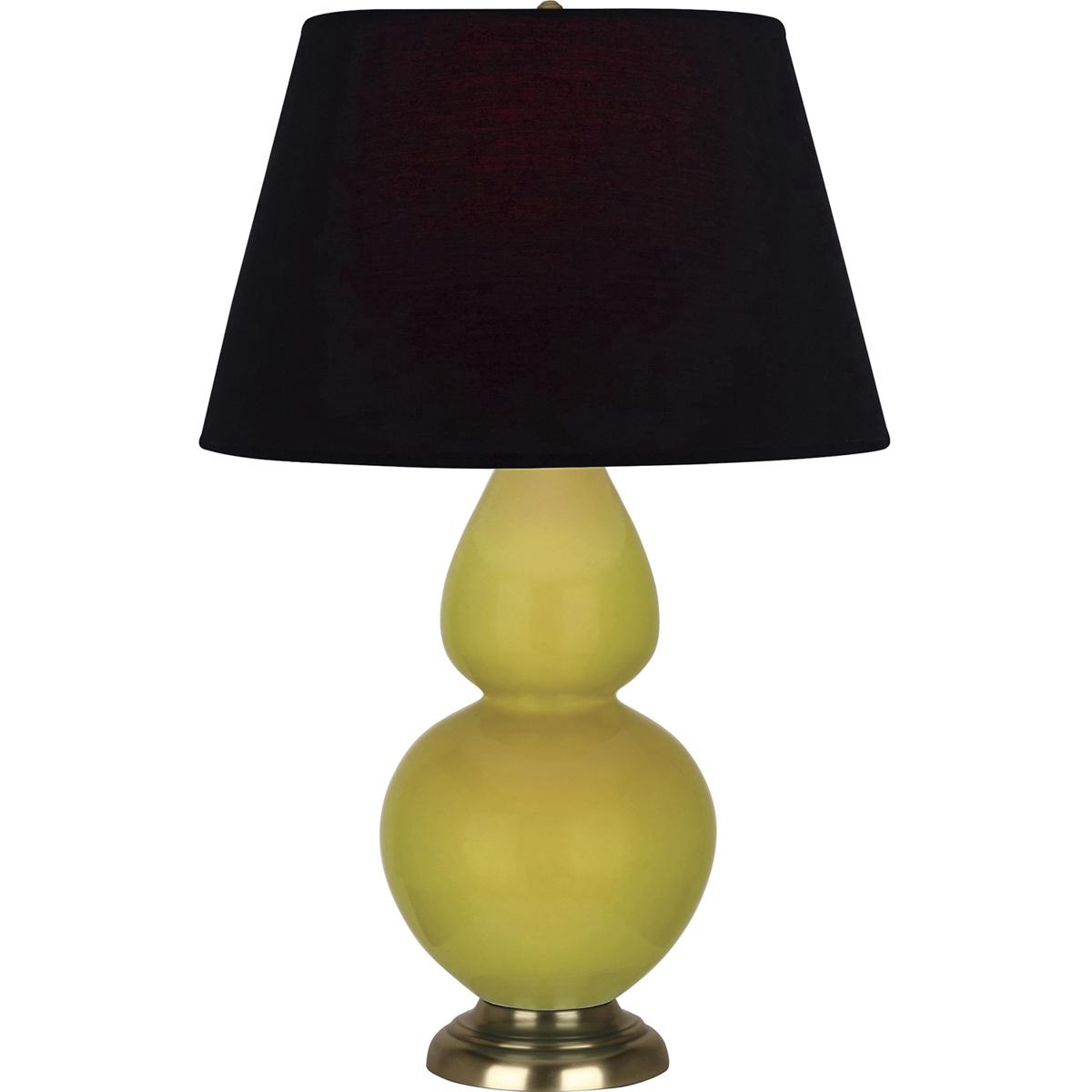 Robert Abbey CI20K Double Gourd 31 inch 150 watt Citron Glazed Ceramic with Antique Brass Table Lamp Portable Light in Ink Black with Rose Red