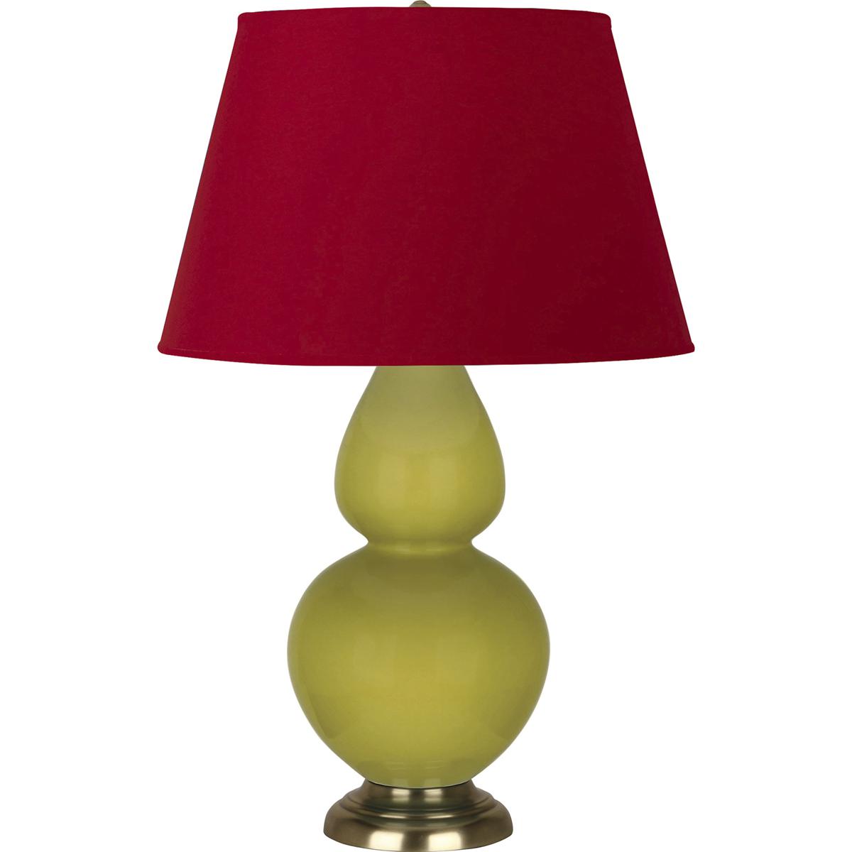 Robert Abbey CI20R Double Gourd 31 inch 150 watt Citron Glazed Ceramic with Antique Brass Table Lamp Portable Light in Rose Red with Ink Black