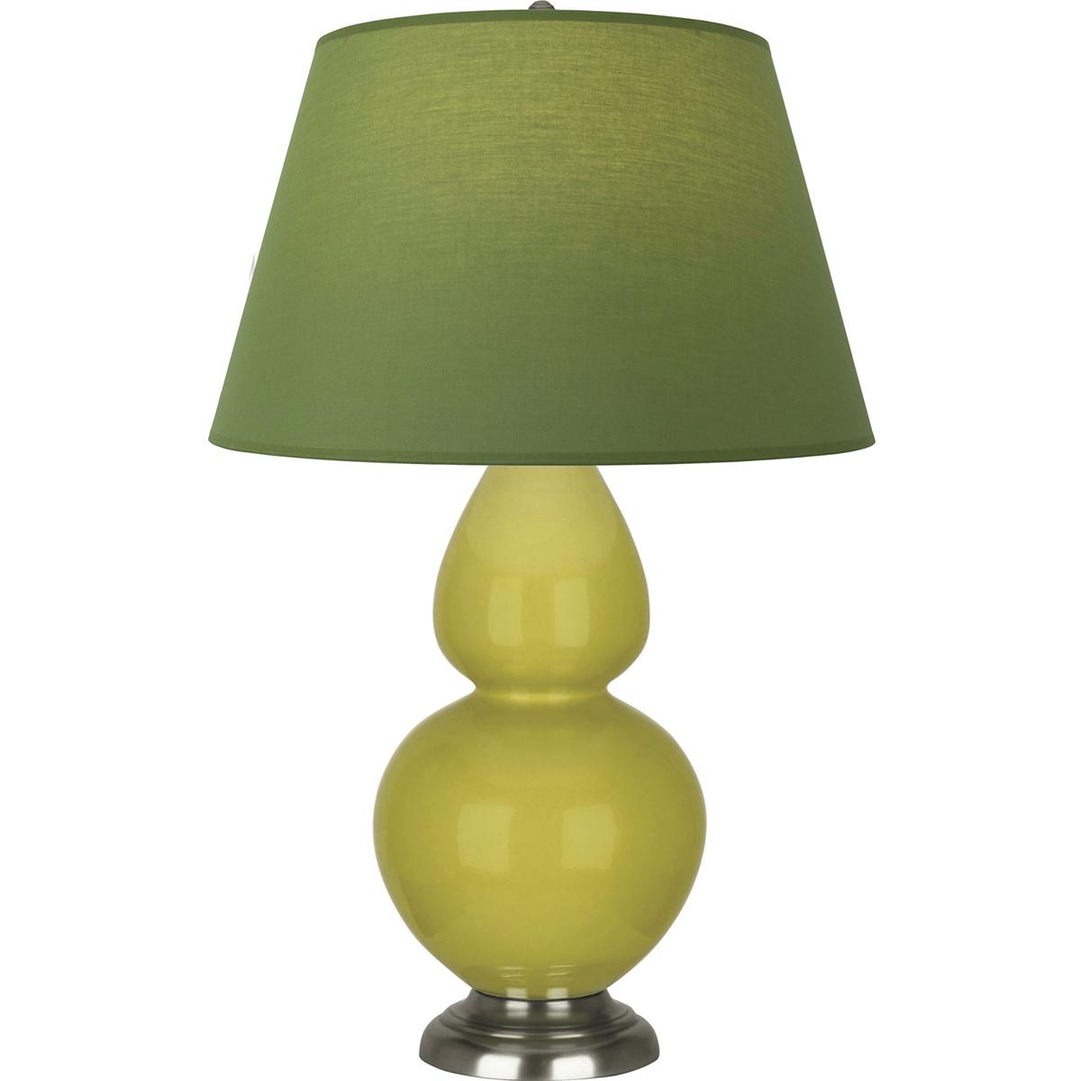 Robert Abbey CI22G Double Gourd 31 inch 150 watt Citron Glazed Ceramic with Antique Silver Table Lamp Portable Light in Tea Green with Taupe