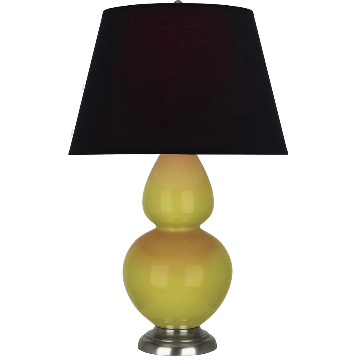 Robert Abbey CI22K Double Gourd 31 inch 150 watt Citron Glazed Ceramic with Antique Silver Table Lamp Portable Light in Ink Black with Rose Red