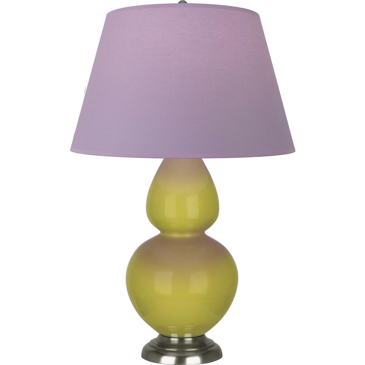 Robert Abbey CI22L Double Gourd 31 inch 150 watt Citron Glazed Ceramic with Antique Silver Table Lamp Portable Light in Lavender with Plum