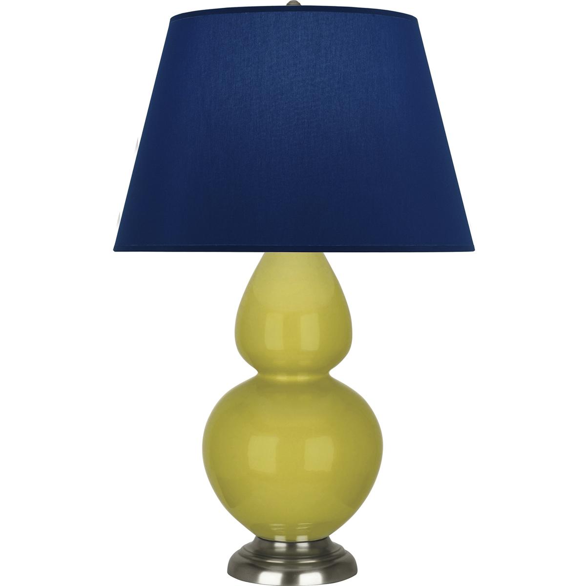 Robert Abbey CI22N Double Gourd 31 inch 150 watt Citron Glazed Ceramic with Antique Silver Table Lamp Portable Light in Navy with Gray