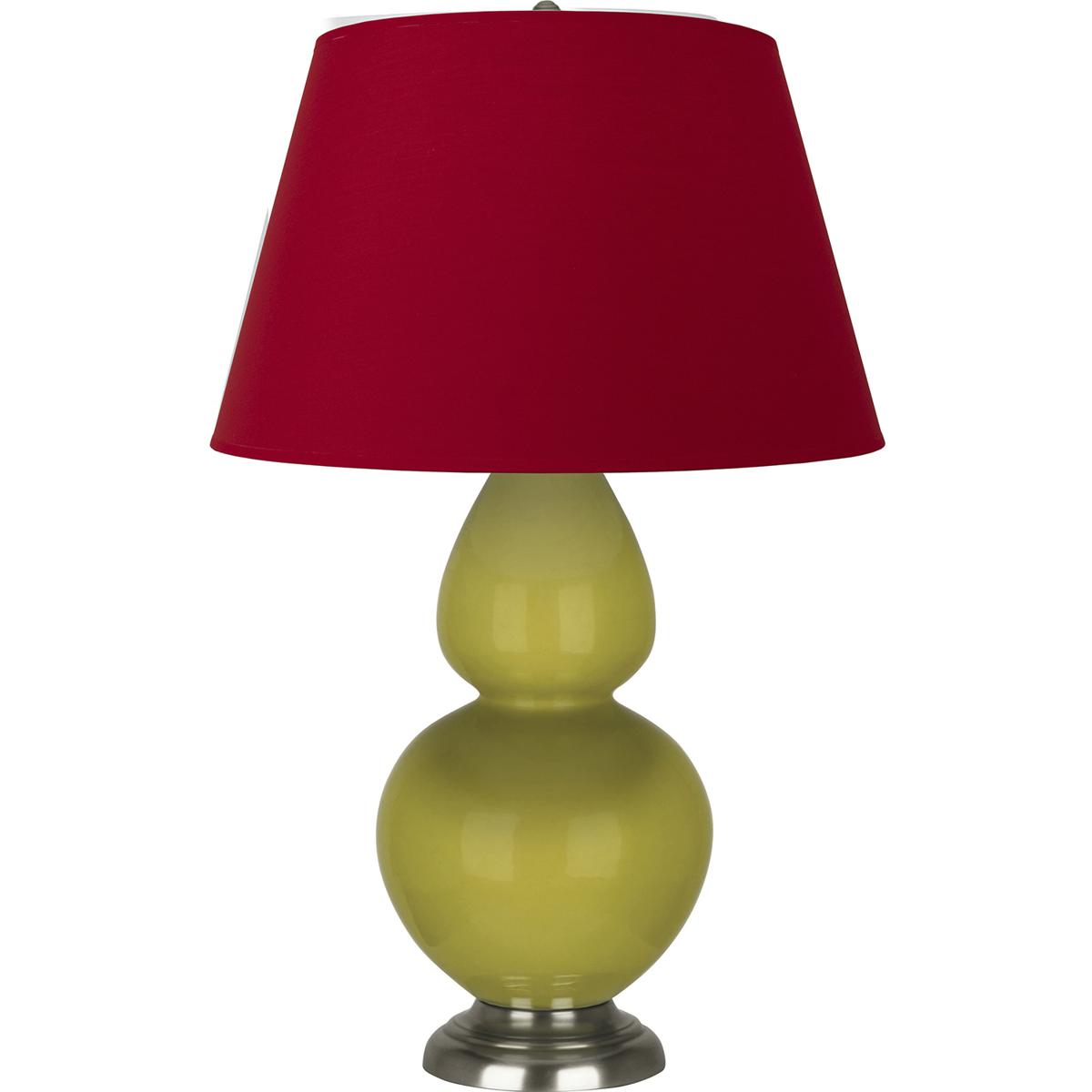 Robert Abbey CI22R Double Gourd 31 inch 150 watt Citron Glazed Ceramic with Antique Silver Table Lamp Portable Light in Rose Red with Ink Black