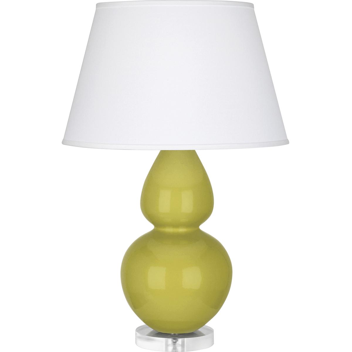Robert Abbey CI23X Double Gourd 30 inch 150 watt Citron Glazed Ceramic with Lucite Base Table Lamp Portable Light in Pearl Dupioni
