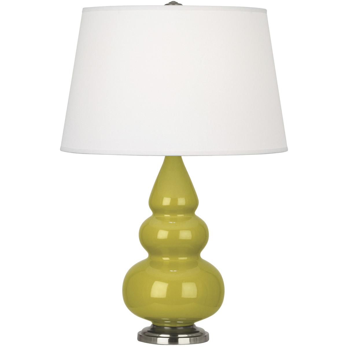 CI32X Citron Small Triple Gourd Accent Lamp, Citron Glazed Ceramic with Antique Silvered Accents - 24.38 x 7.25 in.