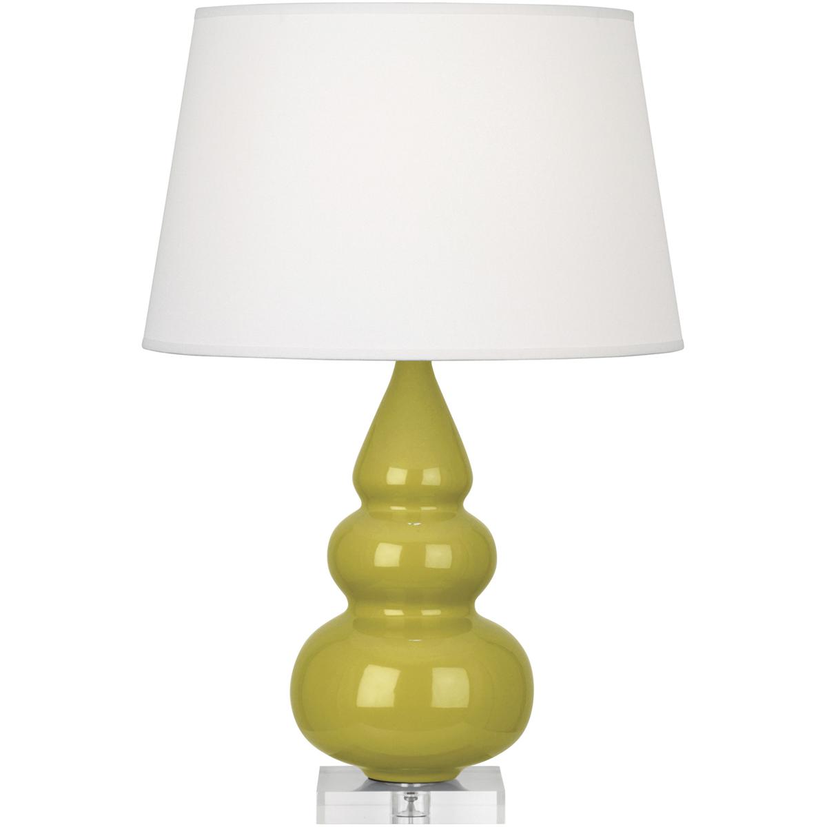 CI33X Citron Small Triple Gourd Accent Lamp, Citron Glazed Ceramic with Lucite Base - 24 x 7.25 in.