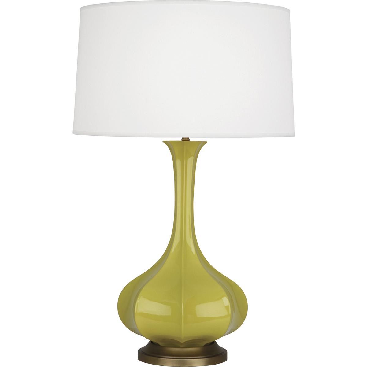 CI994 Citron Pike Table Lamp, Citron Glazed Ceramic with Aged Brass Accents - 31.88 x 11.5 in.