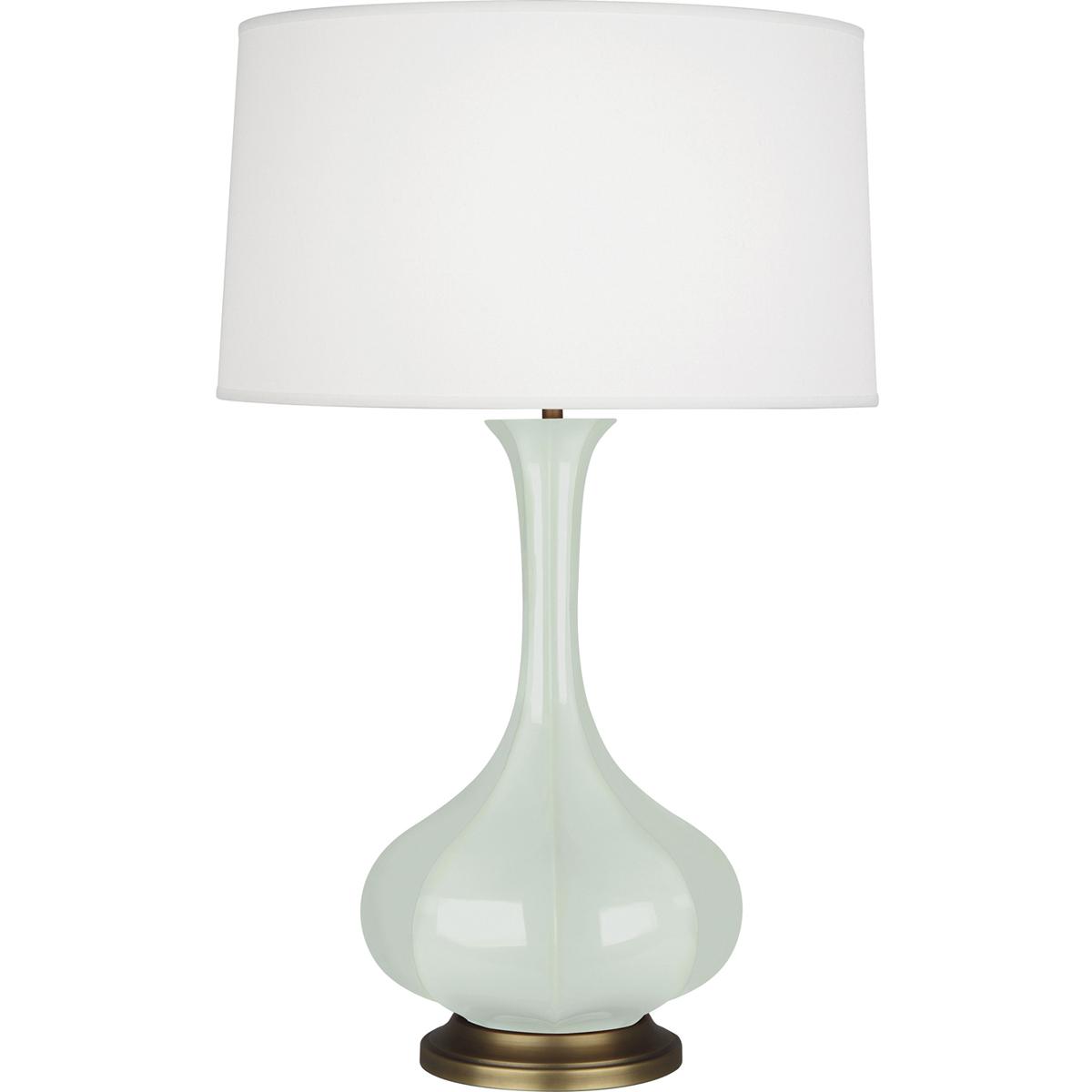 CL994 Celadon Pike Table Lamp, Celadon Glazed Ceramic with Aged Brass Accents - 31.88 x 11.5 in.