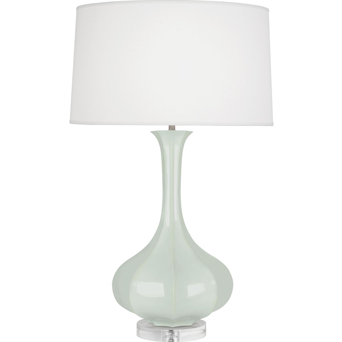 CL996 Celadon Pike Table Lamp, Celadon Glazed Ceramic with Lucite Base - 32.75 x 11.5 in.