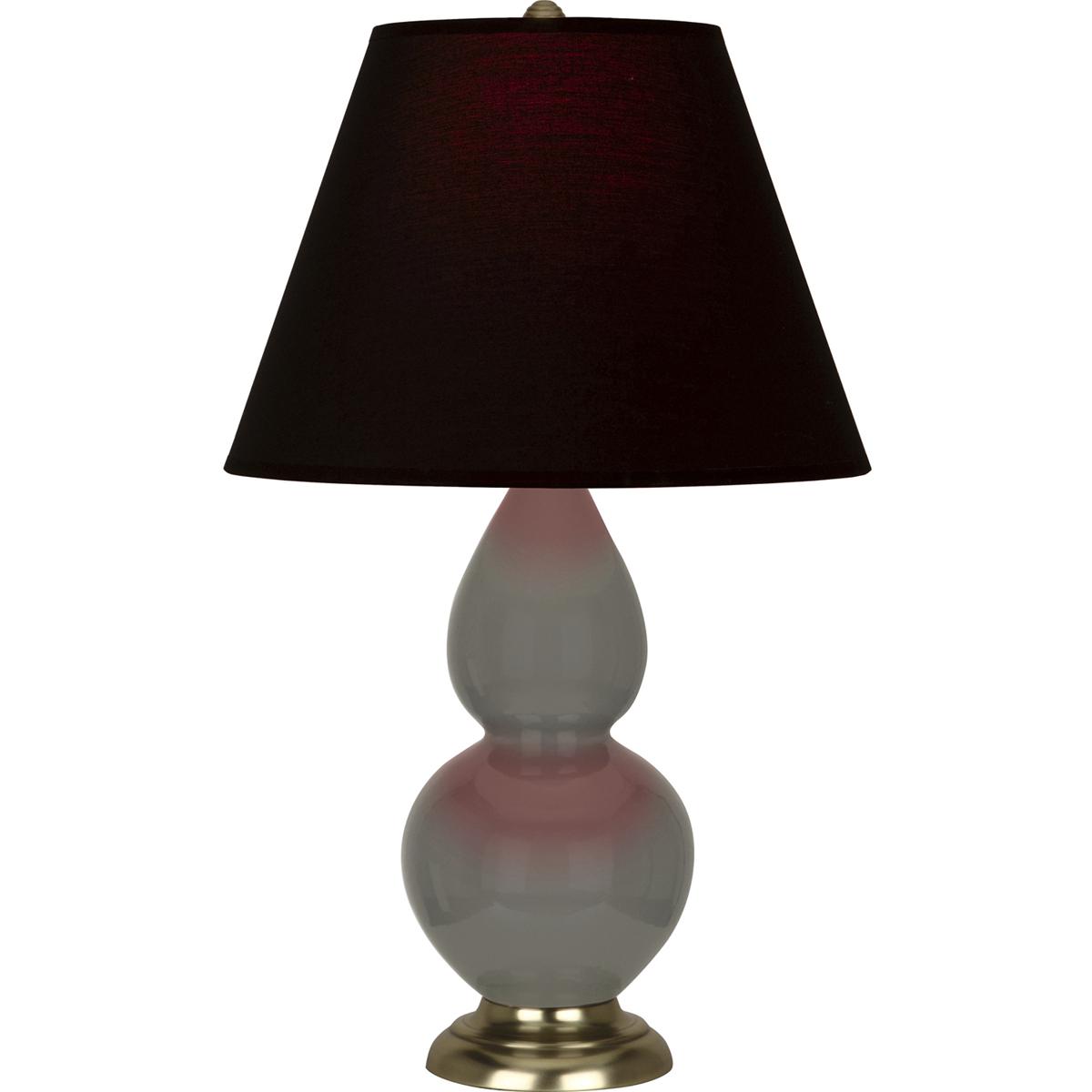 Robert Abbey CR10K Small Double Gourd 22.75 inch 150 watt Ash Glazed Ceramic with Antique Brass Accent Lamp Portable Light in Ink Black with Rose Red