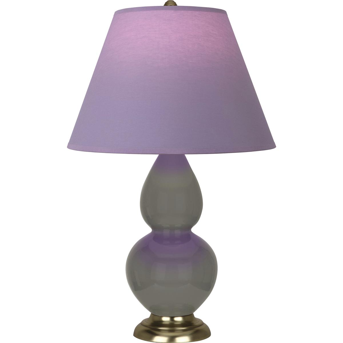 Robert Abbey CR10L Small Double Gourd 22.75 inch 150 watt Ash Glazed Ceramic with Antique Brass Accent Lamp Portable Light in Lavender with Plum