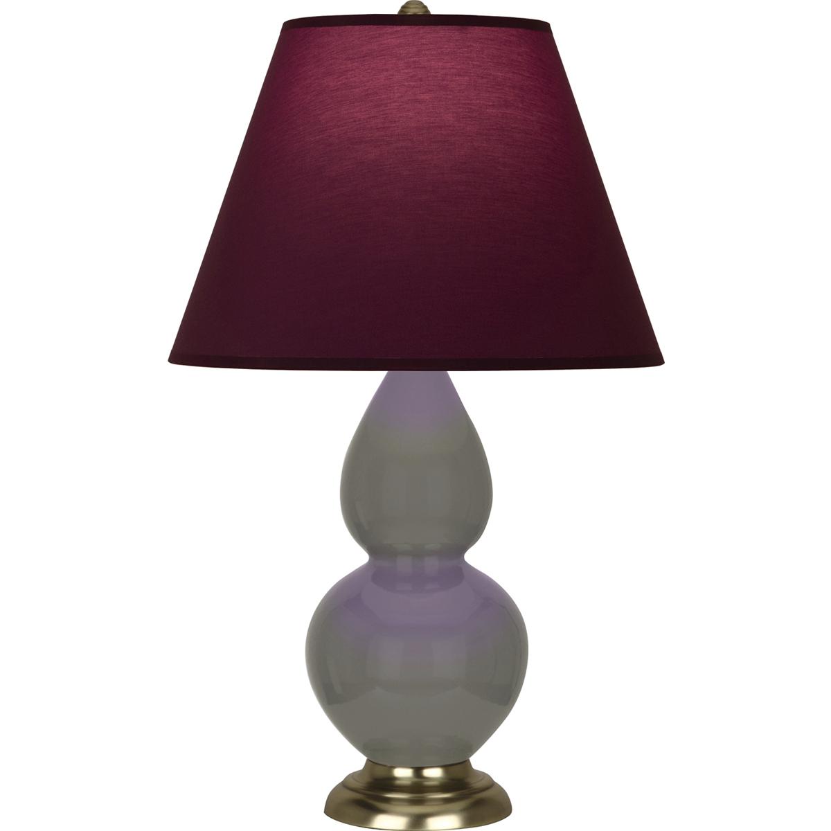 Robert Abbey CR10P Small Double Gourd 22.75 inch 150 watt Ash Glazed Ceramic with Antique Brass Accent Lamp Portable Light in Plum with Lavender