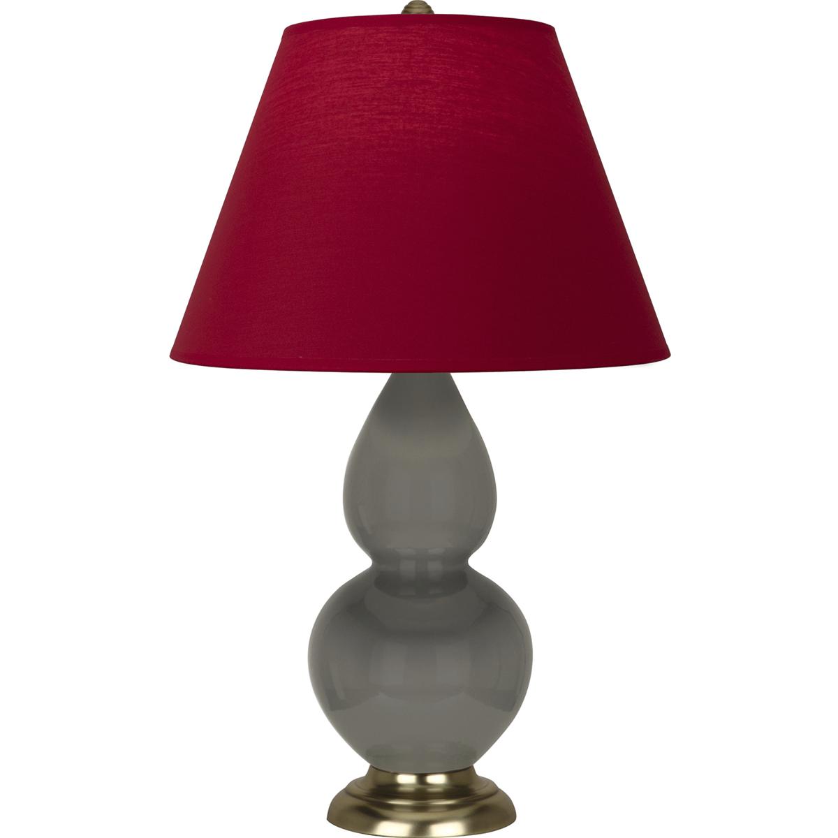 Robert Abbey CR10R Small Double Gourd 22.75 inch 150 watt Ash Glazed Ceramic with Antique Brass Accent Lamp Portable Light in Rose Red with Ink Black