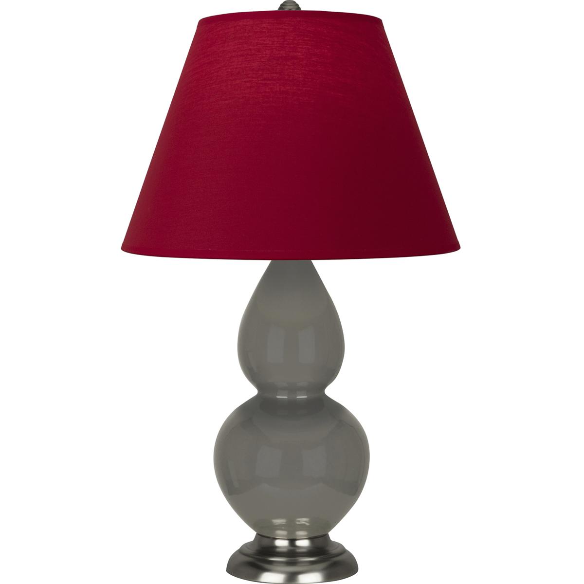 Robert Abbey CR12R Small Double Gourd 22.75 inch 150 watt Ash Glazed Ceramic with Antique Silver Accent Lamp Portable Light in Rose Red with Ink Black