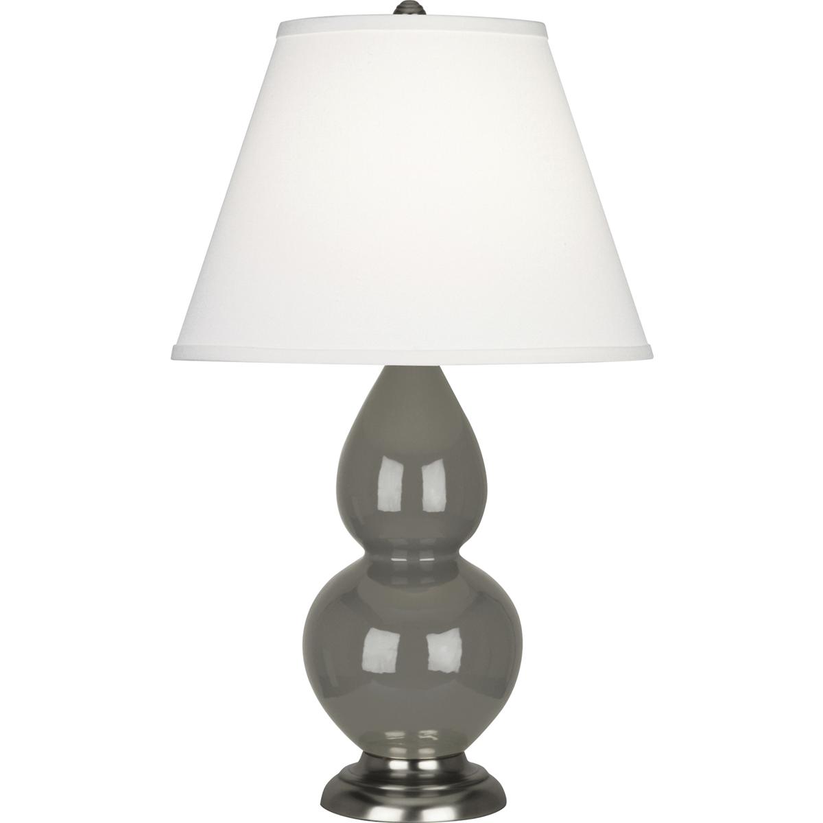 Robert Abbey CR12X Small Double Gourd 22.75 inch 150 watt Ash Glazed Ceramic with Antique Silver Accent Lamp Portable Light in Pearl Dupioni