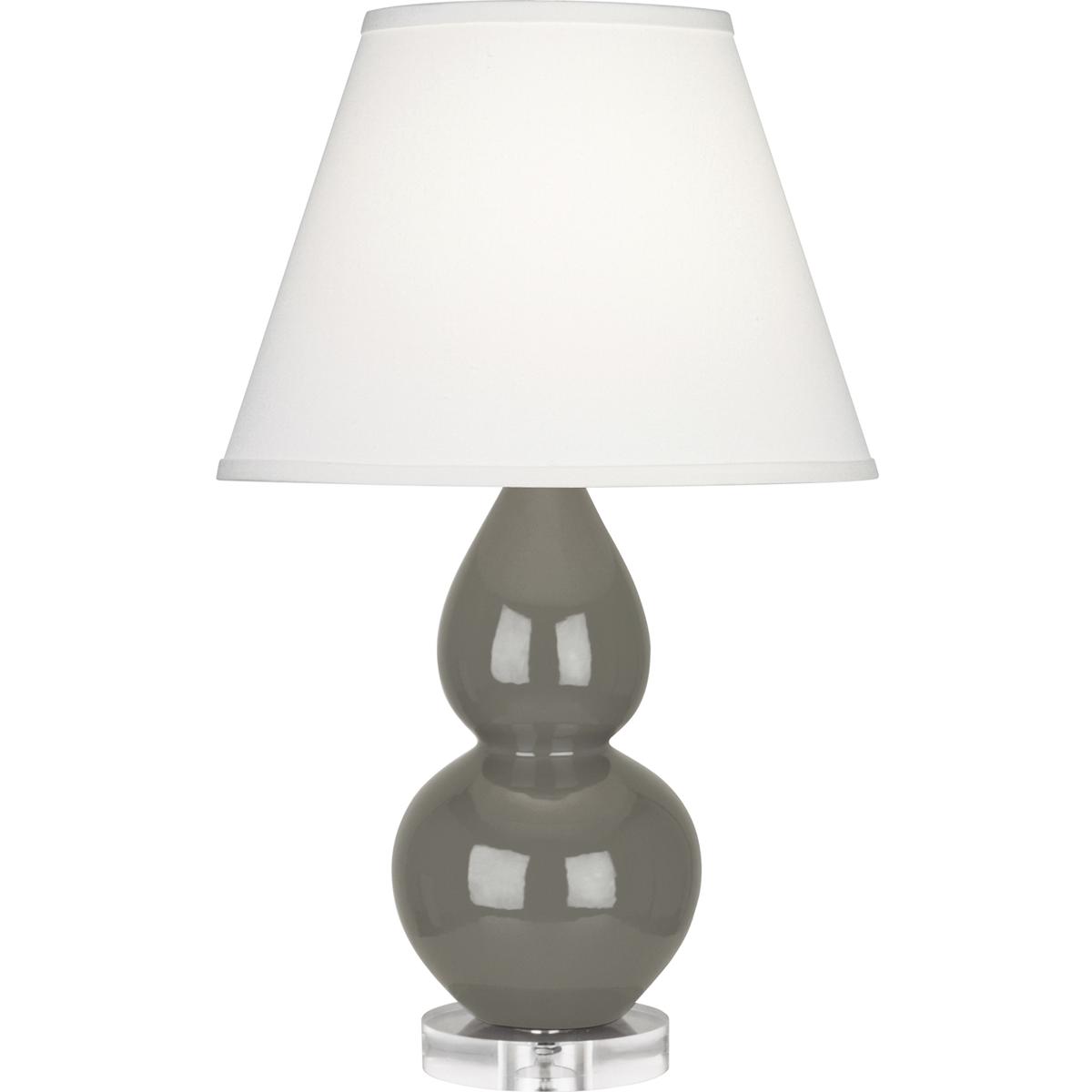 Robert Abbey CR13X Small Double Gourd 22 inch 150 watt Ash Glazed Ceramic with Lucite Base Accent Lamp Portable Light in Pearl Dupioni
