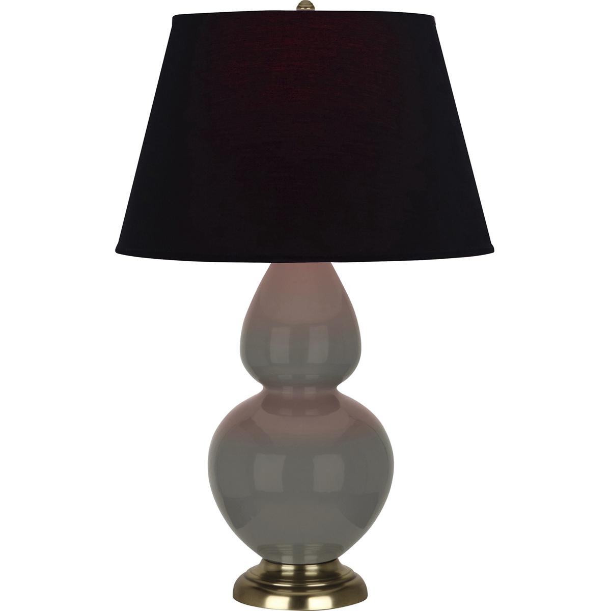 Robert Abbey CR20K Double Gourd 31 inch 150 watt Ash Glazed Ceramic with Antique Brass Table Lamp Portable Light in Ink Black with Rose Red