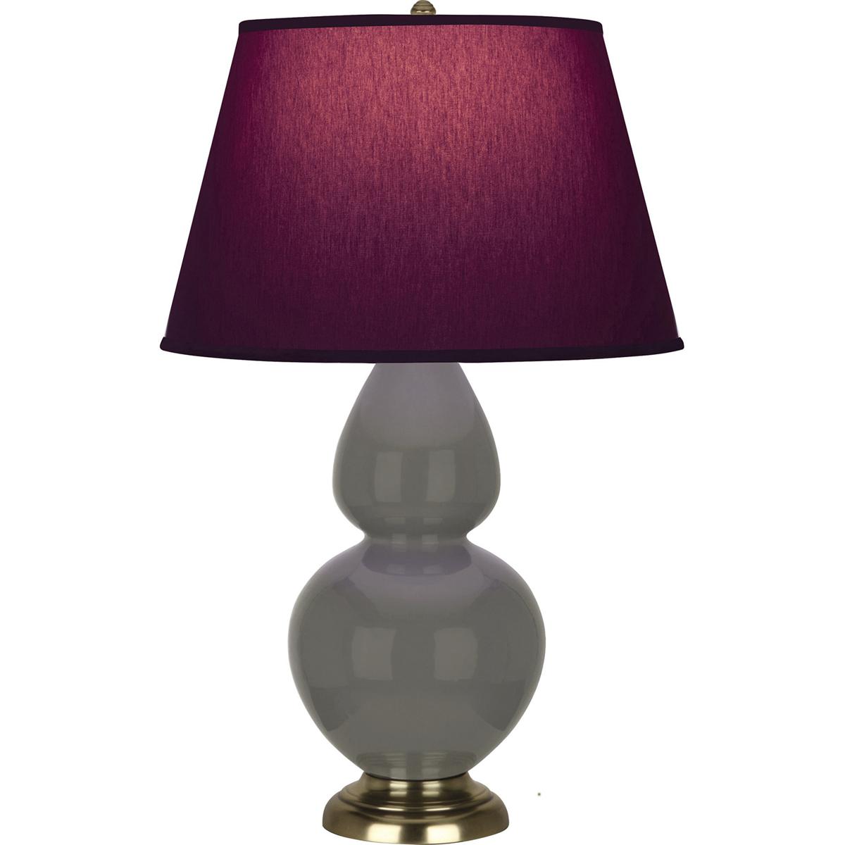 Robert Abbey CR20P Double Gourd 31 inch 150 watt Ash Glazed Ceramic with Antique Brass Table Lamp Portable Light in Plum with Lavender