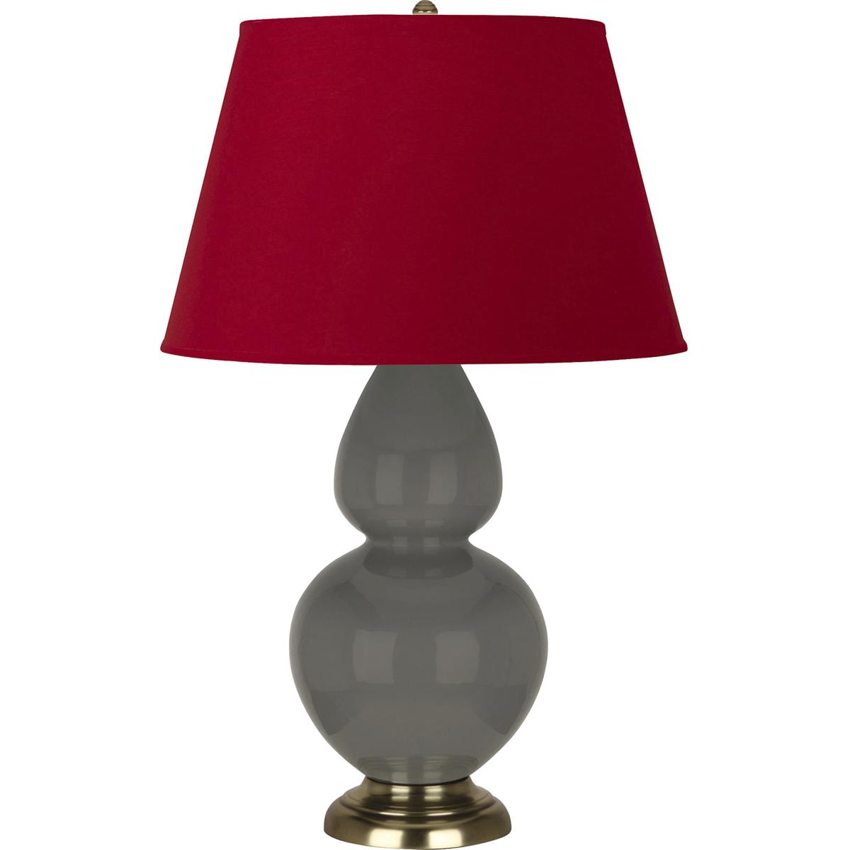 Robert Abbey CR20R Double Gourd 31 inch 150 watt Ash Glazed Ceramic with Antique Brass Table Lamp Portable Light in Rose Red with Ink Black