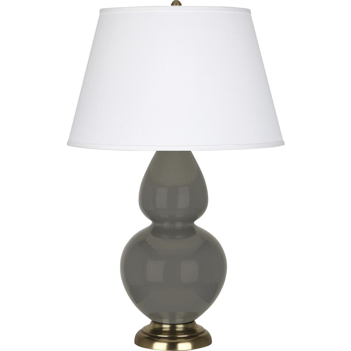 Robert Abbey CR20X Double Gourd 31 inch 150 watt Ash Glazed Ceramic with Antique Brass Table Lamp Portable Light in Pearl Dupioni