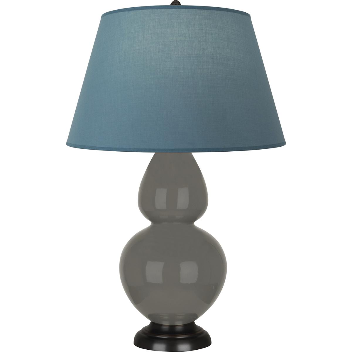 Robert Abbey CR21B Double Gourd 31 inch 150 watt Ash Glazed Ceramic with Deep Patina Bronze Table Lamp Portable Light in Bright Blue with Gray