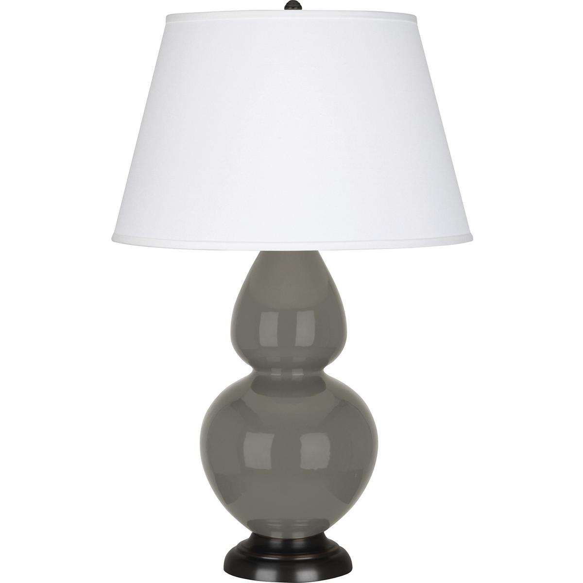Robert Abbey CR21X Double Gourd 31 inch 150 watt Ash Glazed Ceramic with Deep Patina Bronze Table Lamp Portable Light in Pearl Dupioni