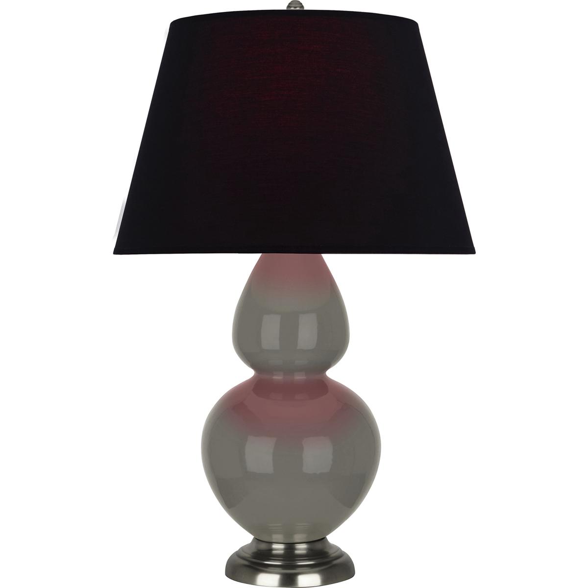 Robert Abbey CR22K Double Gourd 31 inch 150 watt Ash Glazed Ceramic with Antique Silver Table Lamp Portable Light in Ink Black with Rose Red