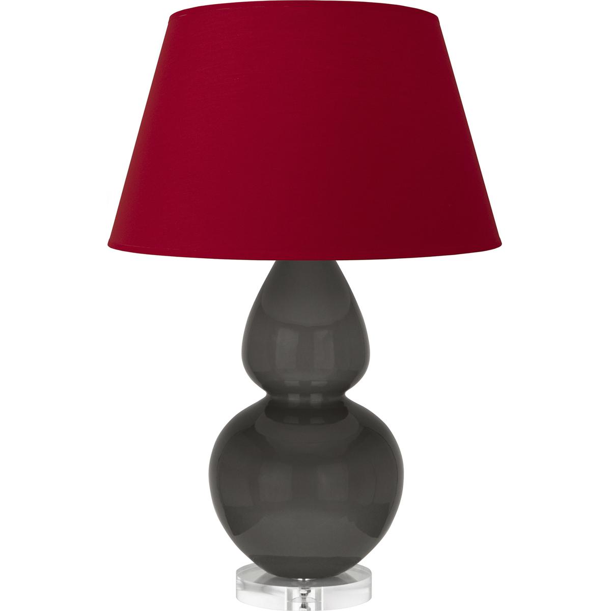 Robert Abbey CR23R Double Gourd 30 inch 150 watt Ash Glazed Ceramic with Lucite Base Table Lamp Portable Light in Rose Red with Ink Black
