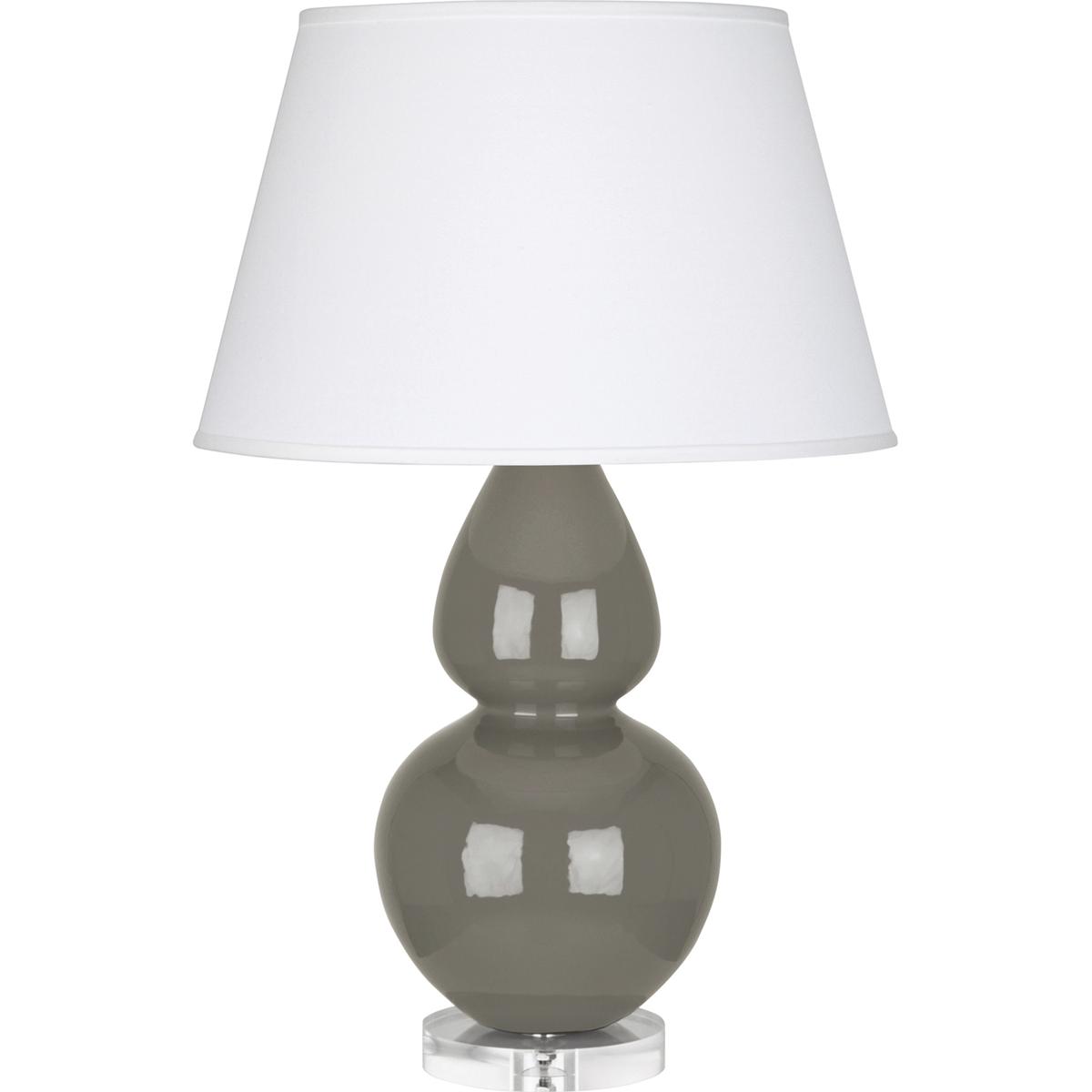 Robert Abbey CR23X Double Gourd 30 inch 150 watt Ash Glazed Ceramic with Lucite Base Table Lamp Portable Light in Pearl Dupioni
