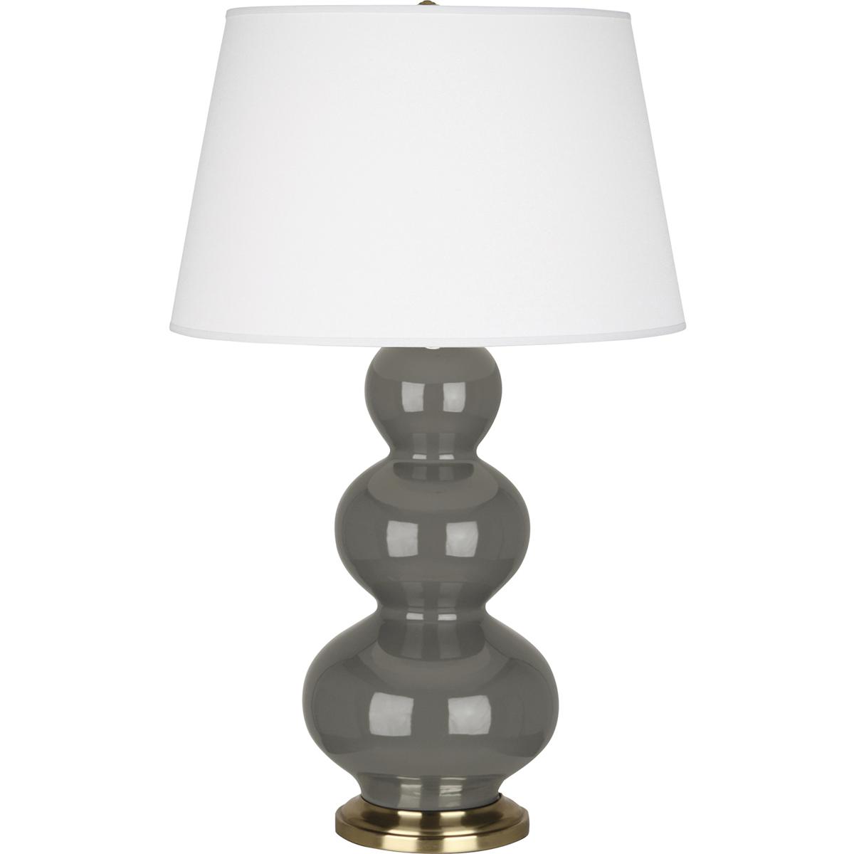 CR40X Ash Triple Gourd Table Lamp, Ash Glazed Ceramic with Antique Brassed Accents - 32.75 x 10 in.