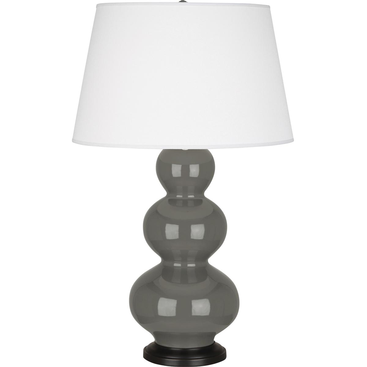 CR41X Ash Triple Gourd Table Lamp, Ash Glazed Ceramic with Deep Patina Bronzeed Accents - 32.75 x 10 in.