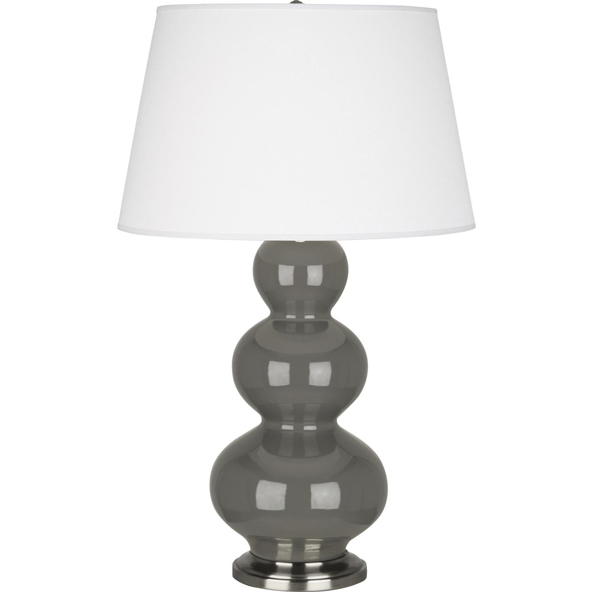CR42X Ash Triple Gourd Table Lamp, Ash Glazed Ceramic with Antique Silvered Accents - 32.75 x 10 in.