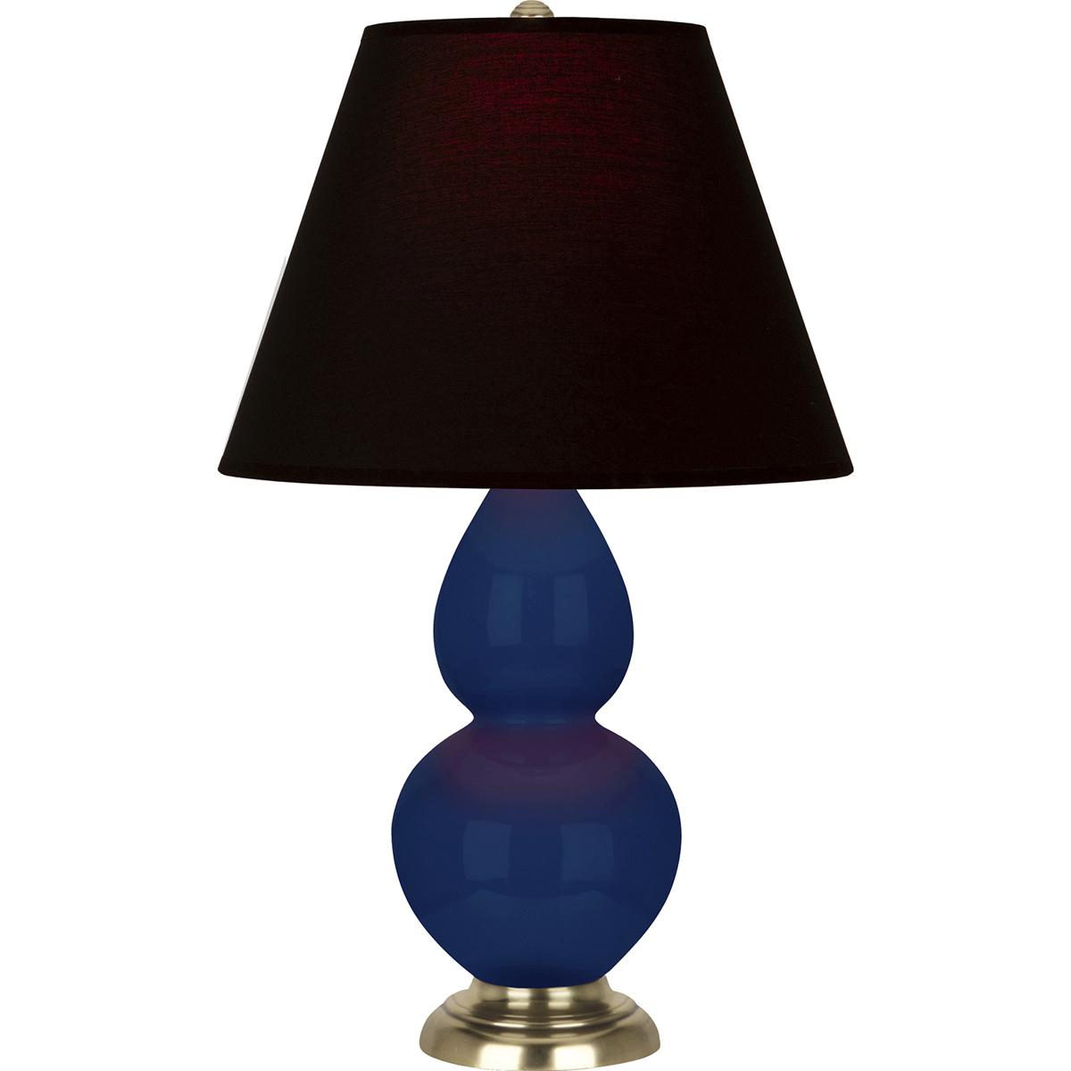 Robert Abbey CT10K Small Double Gourd 22.75 inch 150 watt Cobalt Glazed Ceramic with Antique Natural Brass Accent Lamp Portable Light in Ink Black wit