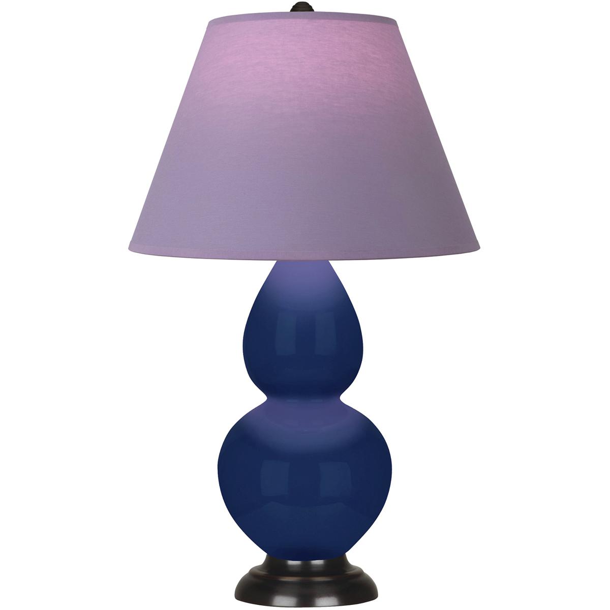 Robert Abbey CT11L Small Double Gourd 22.75 inch 150 watt Cobalt Glazed Ceramic with Deep Patina Bronze Accent Lamp Portable Light in Lavender with Pl
