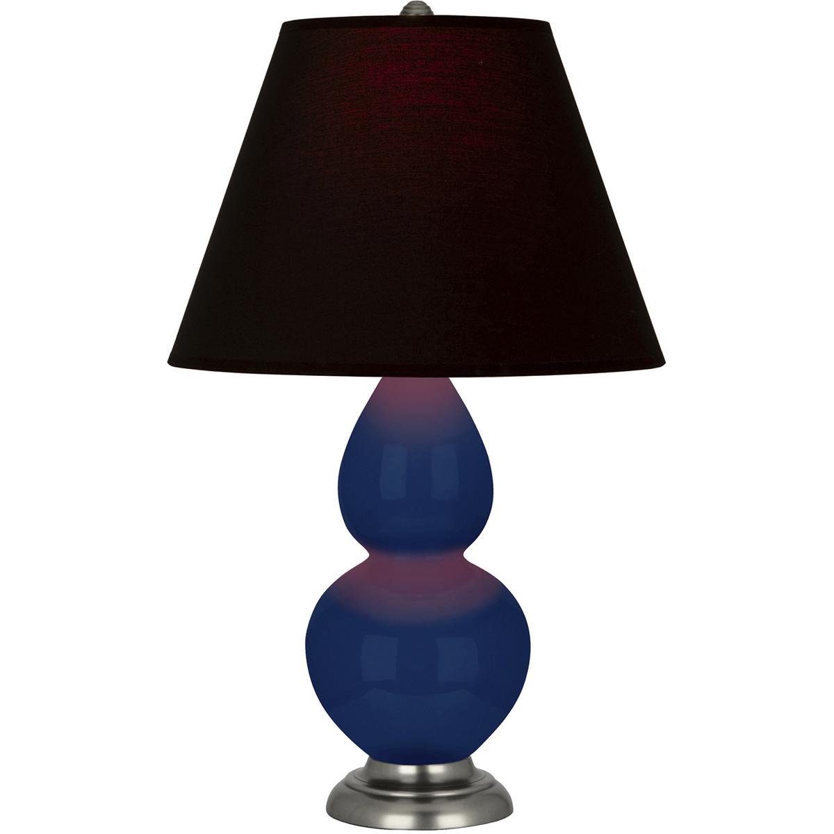Robert Abbey CT12K Small Double Gourd 22.75 inch 150 watt Cobalt Glazed Ceramic with Antique Silver Accent Lamp Portable Light in Ink Black with Rose