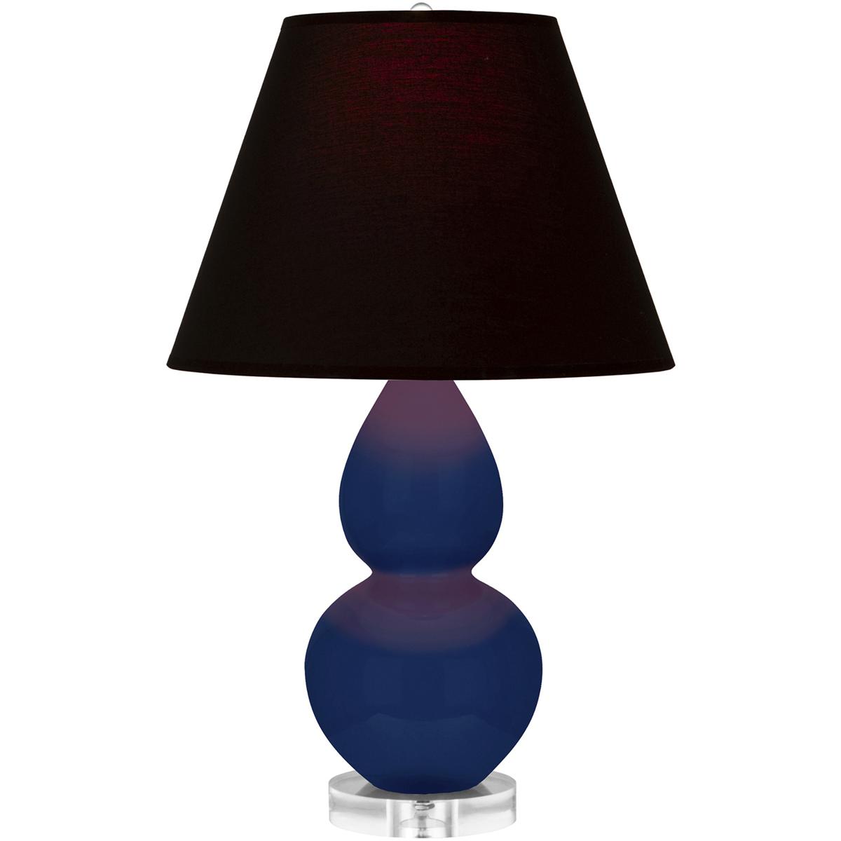 Robert Abbey CT13K Small Double Gourd 22 inch 150 watt Cobalt Glazed Ceramic with Lucite Base Accent Lamp Portable Light in Ink Black with Rose Red