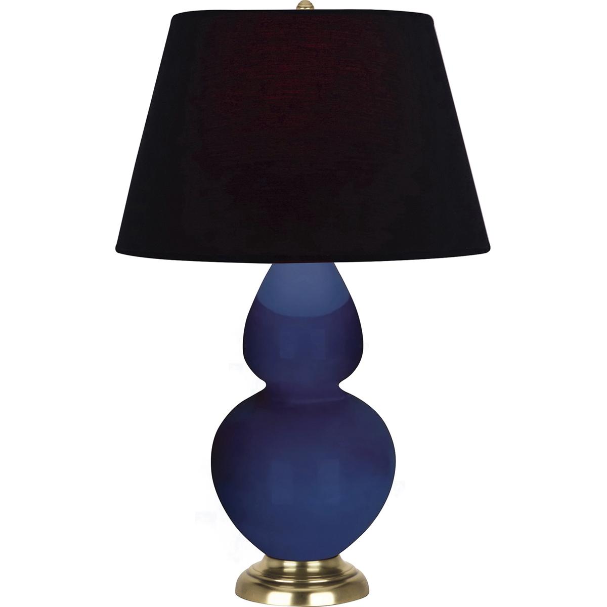Robert Abbey CT20K Double Gourd 31 inch 150 watt Cobalt Glazed Ceramic with Antique Natural Brass Table Lamp Portable Light in Ink Black with Rose Red