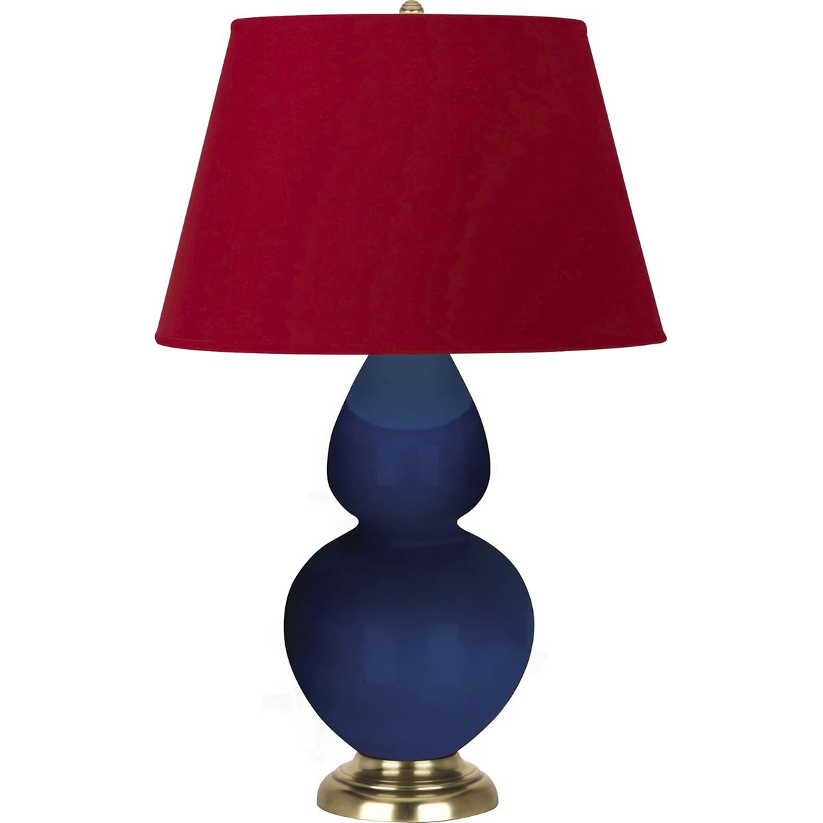 Robert Abbey CT20R Double Gourd 31 inch 150 watt Cobalt Glazed Ceramic with Antique Natural Brass Table Lamp Portable Light in Rose Red with Ink Black