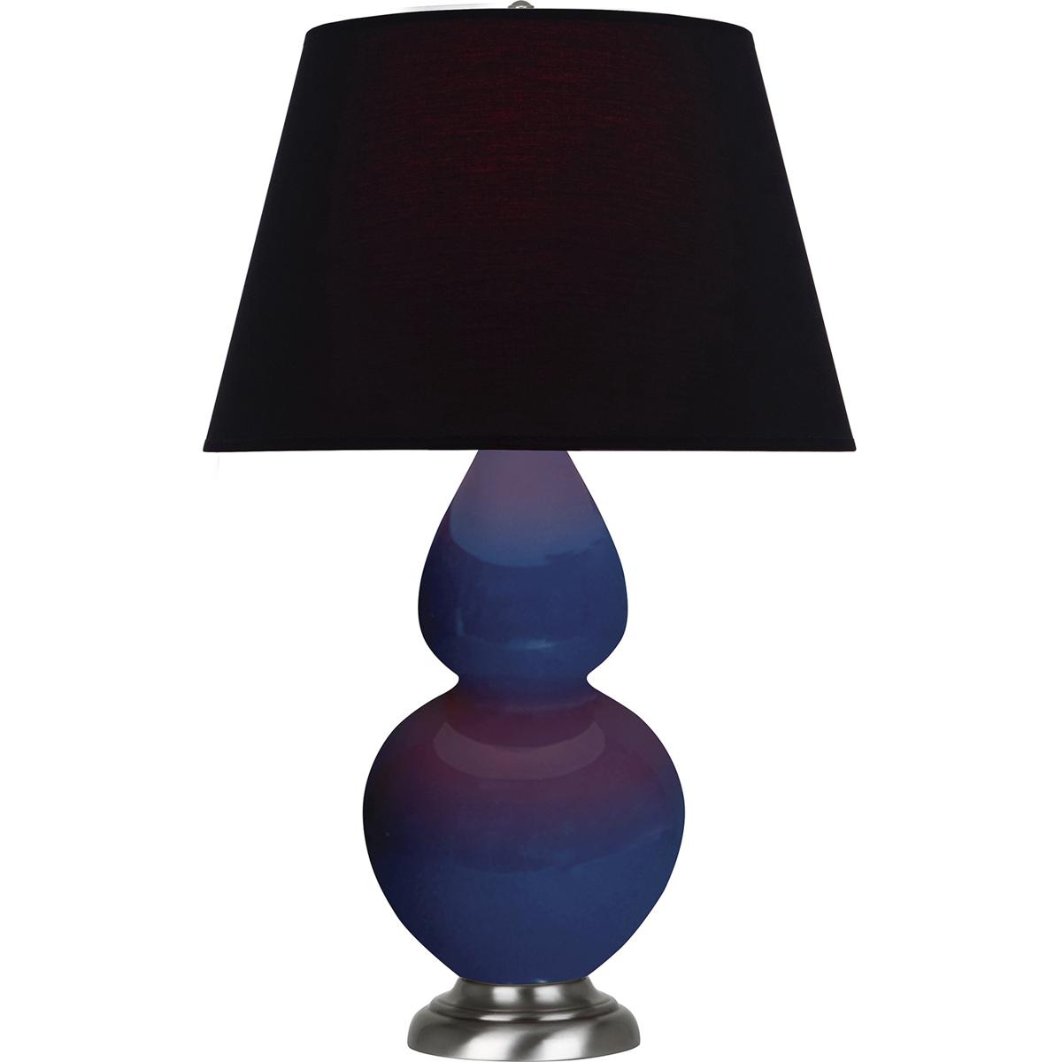 Robert Abbey CT22K Double Gourd 31 inch 150 watt Cobalt Glazed Ceramic with Antique Silver Table Lamp Portable Light in Ink Black with Rose Red