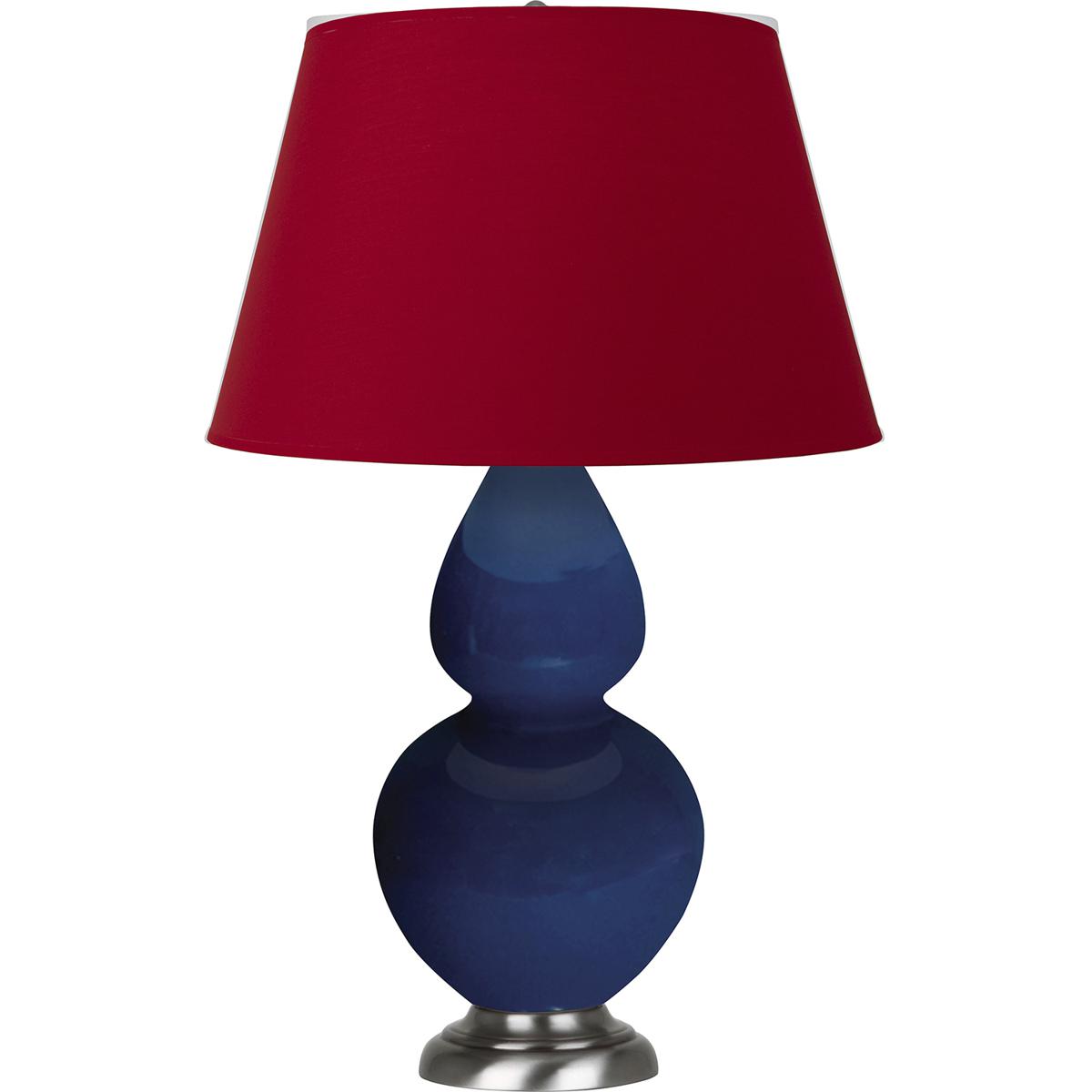 Robert Abbey CT22R Double Gourd 31 inch 150 watt Cobalt Glazed Ceramic with Antique Silver Table Lamp Portable Light in Rose Red with Ink Black
