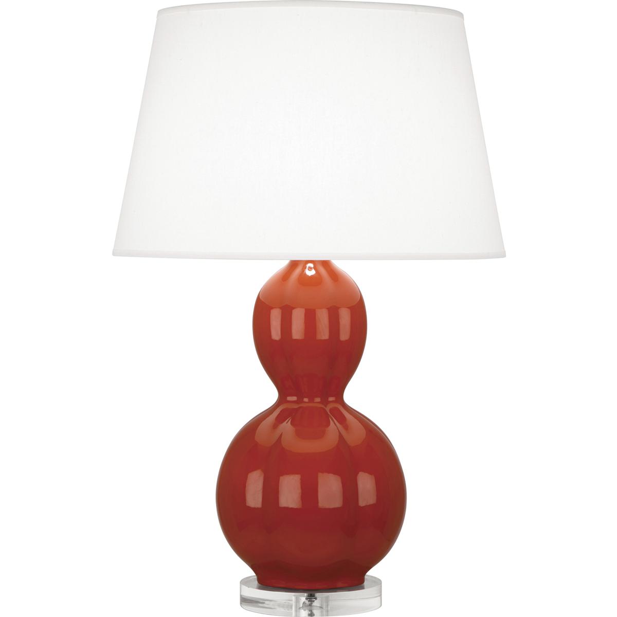 DB997 Williamsburg Randolph Table Lamp, Rusty Red Orange Glazed Ceramic with Lucite Base - 30.63 x 10.25 in.