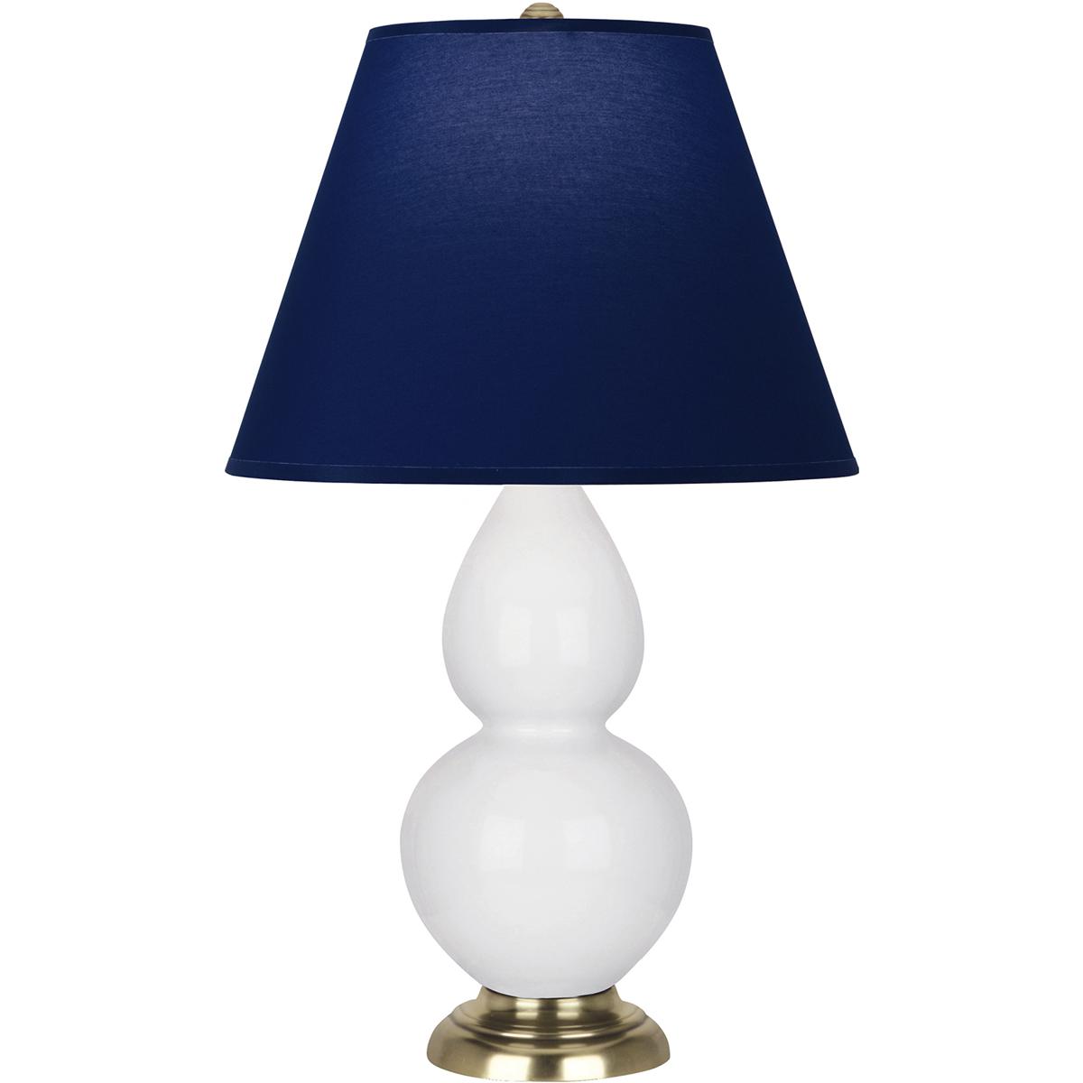 Robert Abbey DY10N Small Double Gourd 22.75 inch 150 watt Daisy Glazed Ceramic with Antique Natural Brass Accent Lamp Portable Light in Navy with Gray
