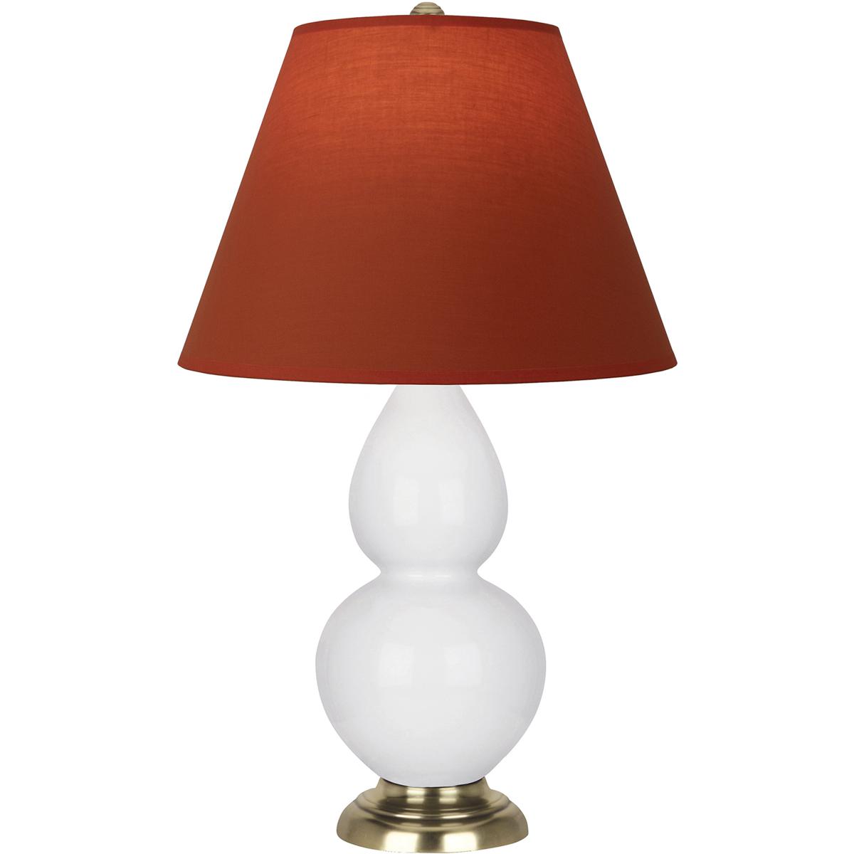 Robert Abbey DY10T Small Double Gourd 22.75 inch 150 watt Daisy Glazed Ceramic with Antique Natural Brass Accent Lamp Portable Light in Tangerine with