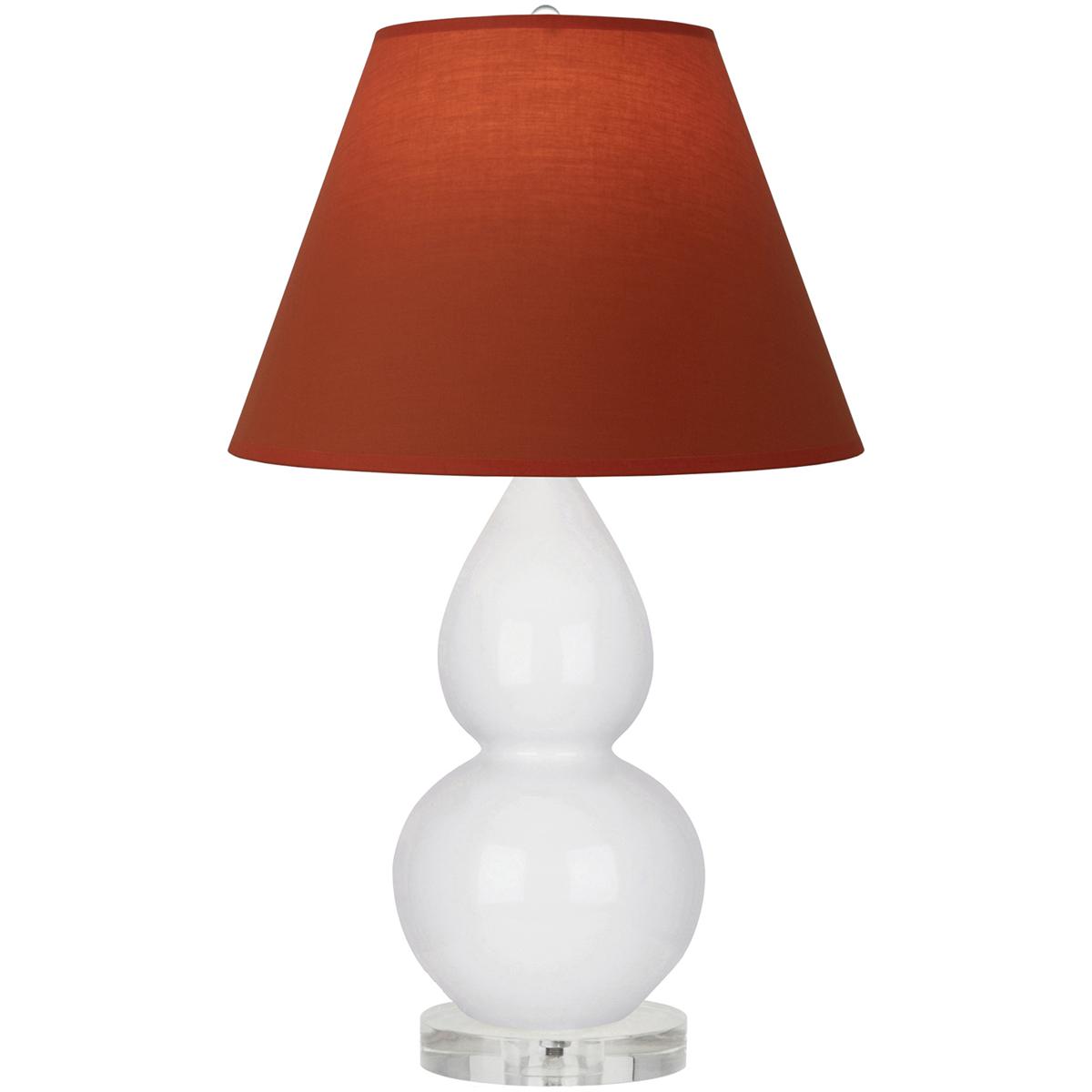 Robert Abbey DY13T Small Double Gourd 22 inch 150 watt Daisy Glazed Ceramic with Lucite Base Accent Lamp Portable Light in Tangerine with Taupe