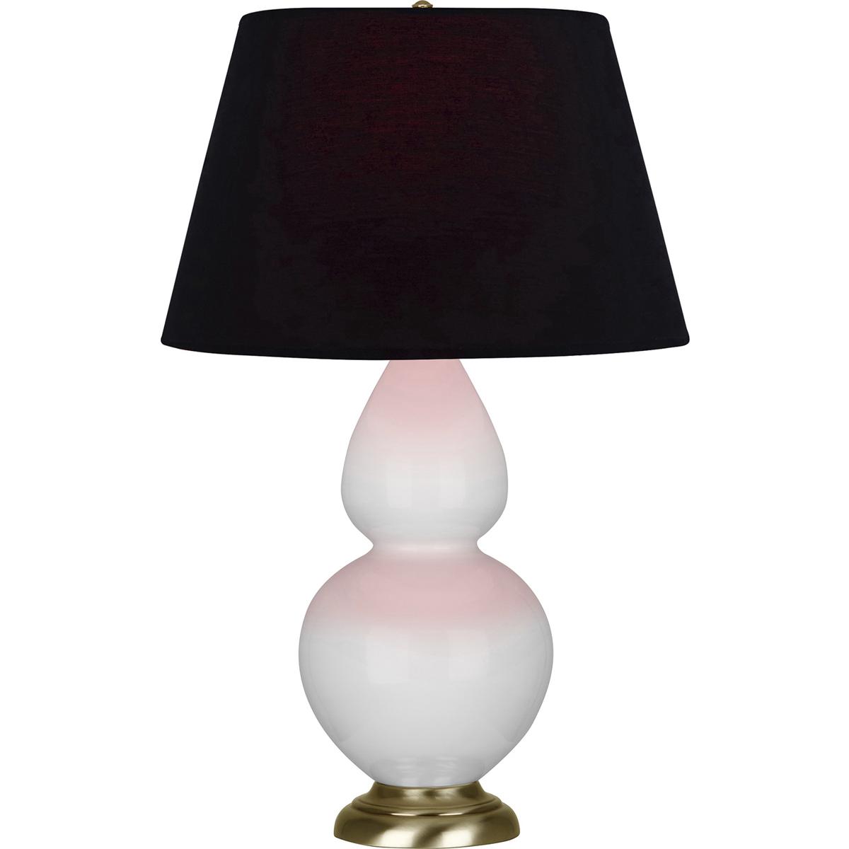 Robert Abbey DY20K Double Gourd 31 inch 150 watt Daisy Glazed Ceramic with Antique Natural Brass Table Lamp Portable Light in Ink Black with Rose Red