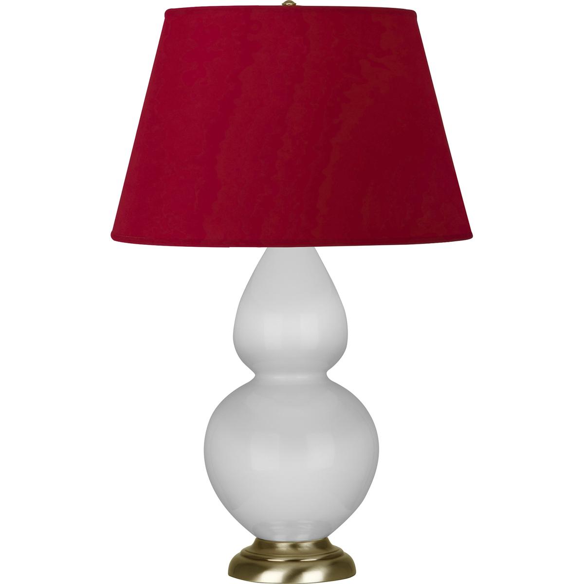 Robert Abbey DY20R Double Gourd 31 inch 150 watt Daisy Glazed Ceramic with Antique Natural Brass Table Lamp Portable Light in Rose Red with Ink Black