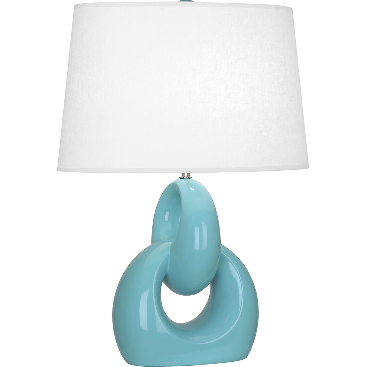 EB981 Egg Blue Fusion Table Lamp, Egg Blue Glazed Ceramic with Polished Nickel Accents - 27 x 11.25 in.