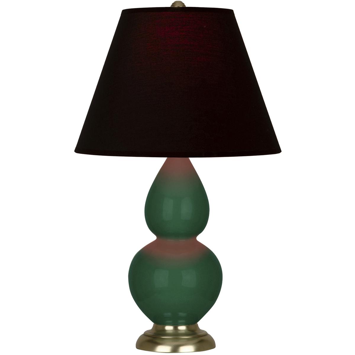 Robert Abbey JU10K Small Double Gourd 22.75 inch 150 watt Jungle Glazed Ceramic with Antique Natural Brass Accent Lamp Portable Light in Ink Black wit