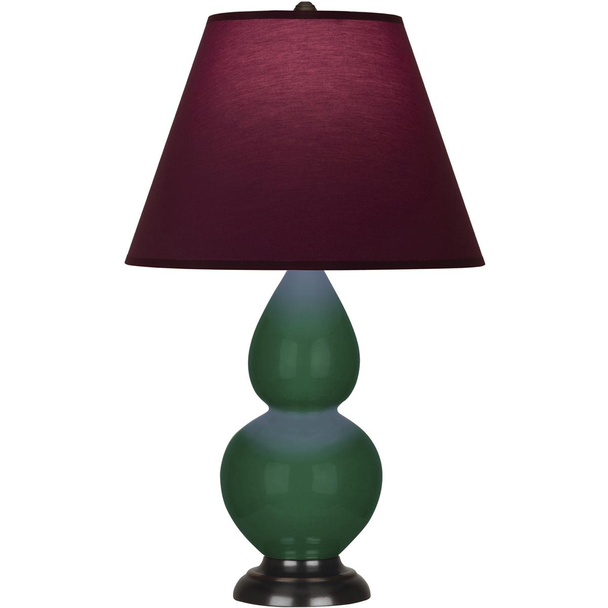 Robert Abbey JU11P Small Double Gourd 22.75 inch 150 watt Jungle Glazed Ceramic with Deep Patina Bronze Accent Lamp Portable Light in Plum with Lavend